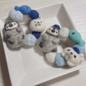 ペンギン&あざらしの羊毛ブローチ