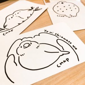 はがきサイズの原画ドローイング。