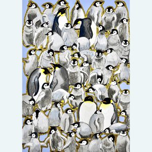 原画作品「コウテイペンギンがいっぱい」です。こちらもこの作品をもとにグッズを制作予定です。